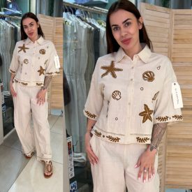 Stella bézs tengeri mintás felső 