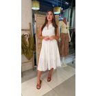 Anne hímzett fehér midi ruha övvel 