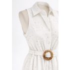 Anne hímzett fehér midi ruha övvel 