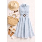 Anne hímzett jégkék midi ruha 