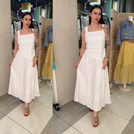 Alina fehér midi ruha