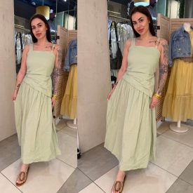 Alina menta színű midi ruha