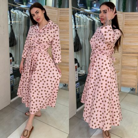 Dotty pasztell rózsaszín pöttyös midi ruha 