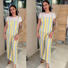 Delia csíkos overál 