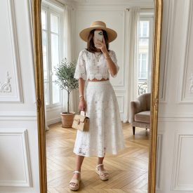 Ella fehér kétrészes csipkés szett 